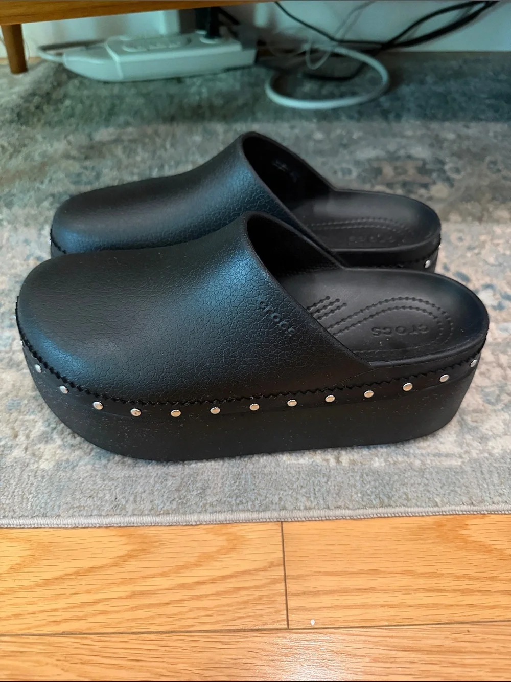 CROCS Studded Dylan Platform Clogs - Black/Silver - Women’s Size 9